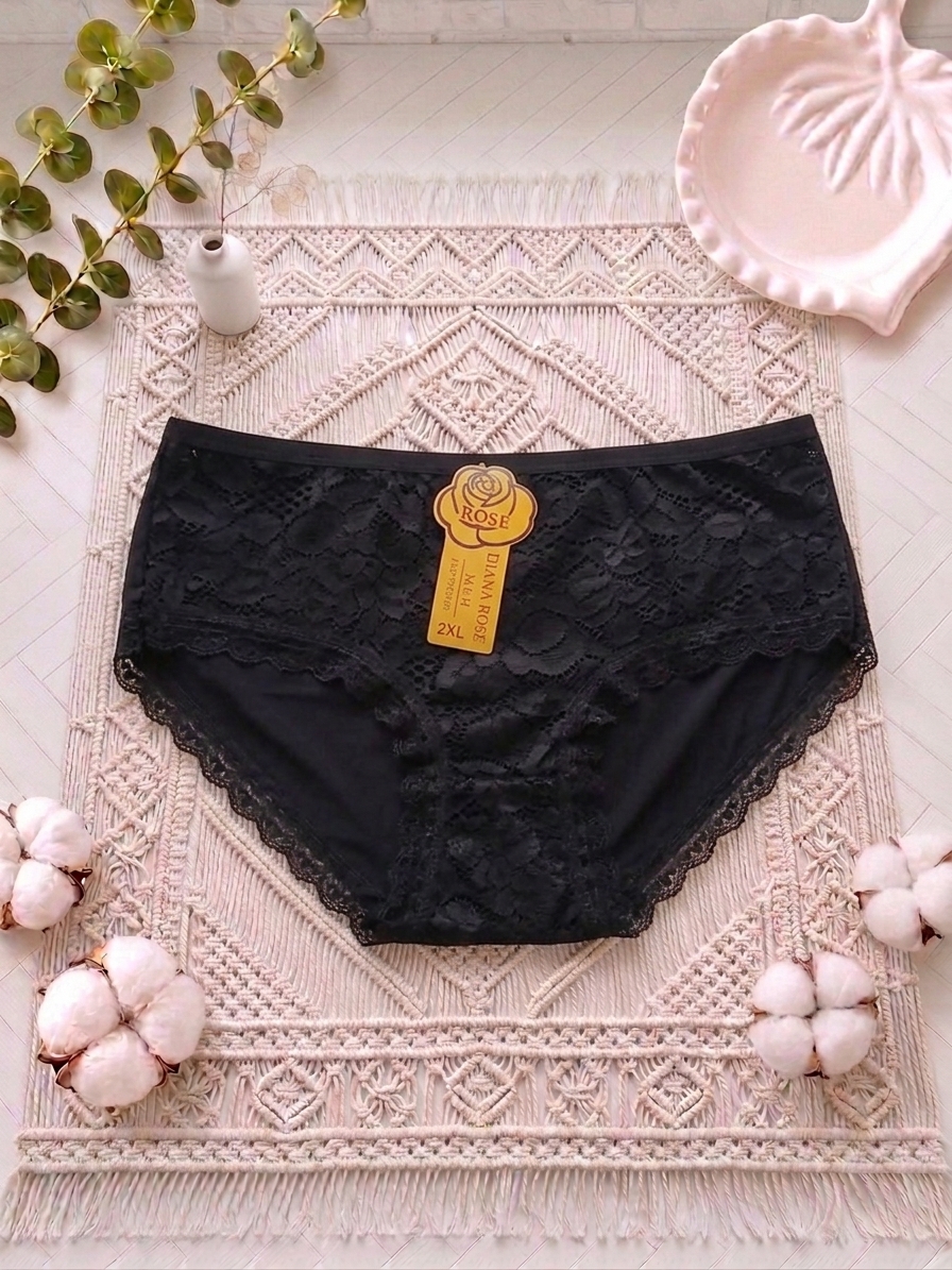 شورت زنانه اسلیپ توری XXL مشکی
